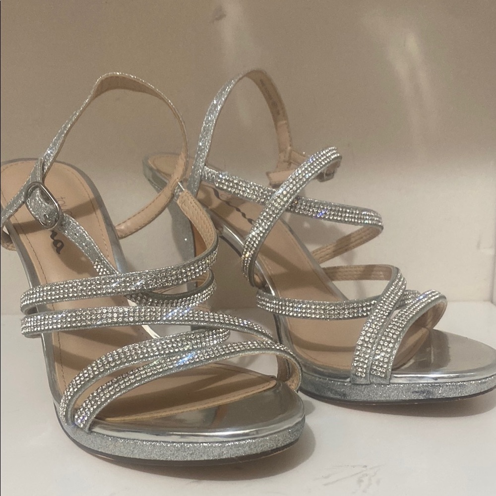 Touch of Nina Silver Strappy Heels